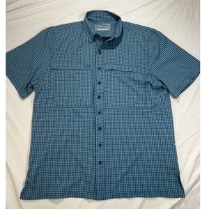 GameGuard Outdoors Mens XL Gingham Fishing Shirt Vented Back 1041 Short Sleeve
